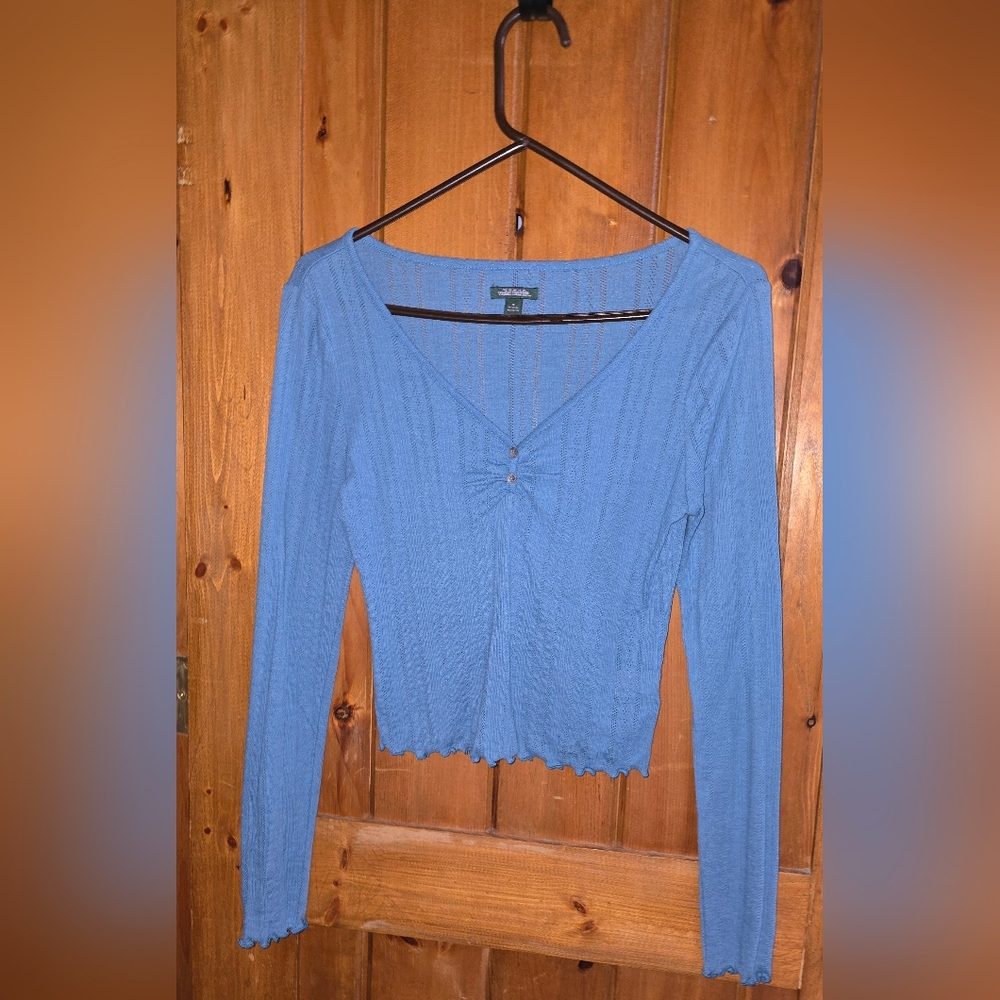 Wild Fable Ribbed Blue Long Sleeve Top